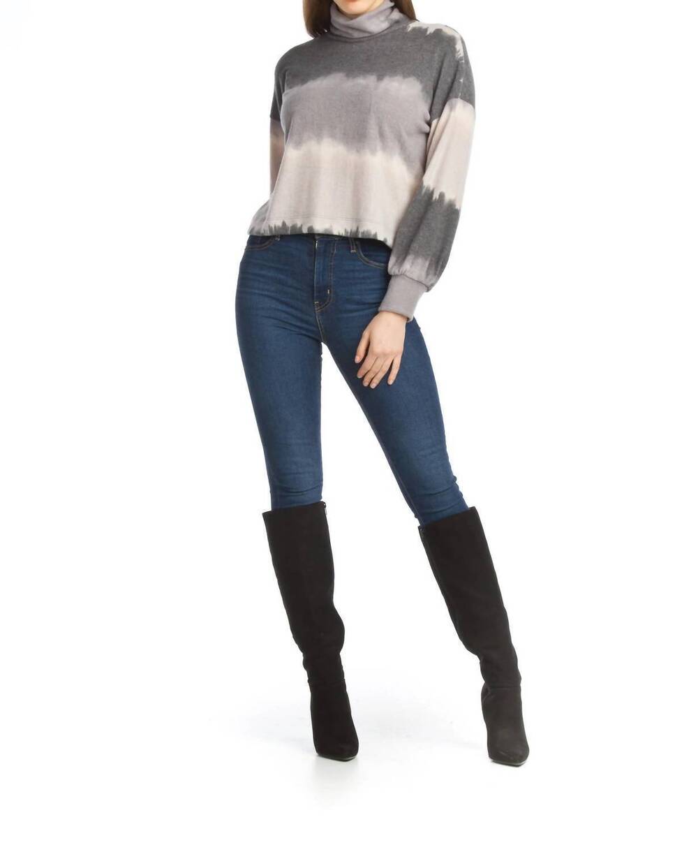 NEW PAPILLON tie dye stripe turtleneck sweater in grey